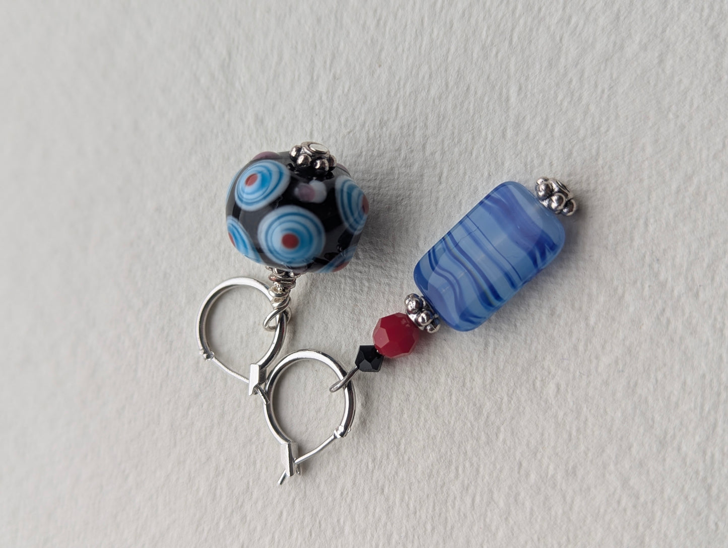 Artisan Millefiori & Striped Glass Dangle Earrings