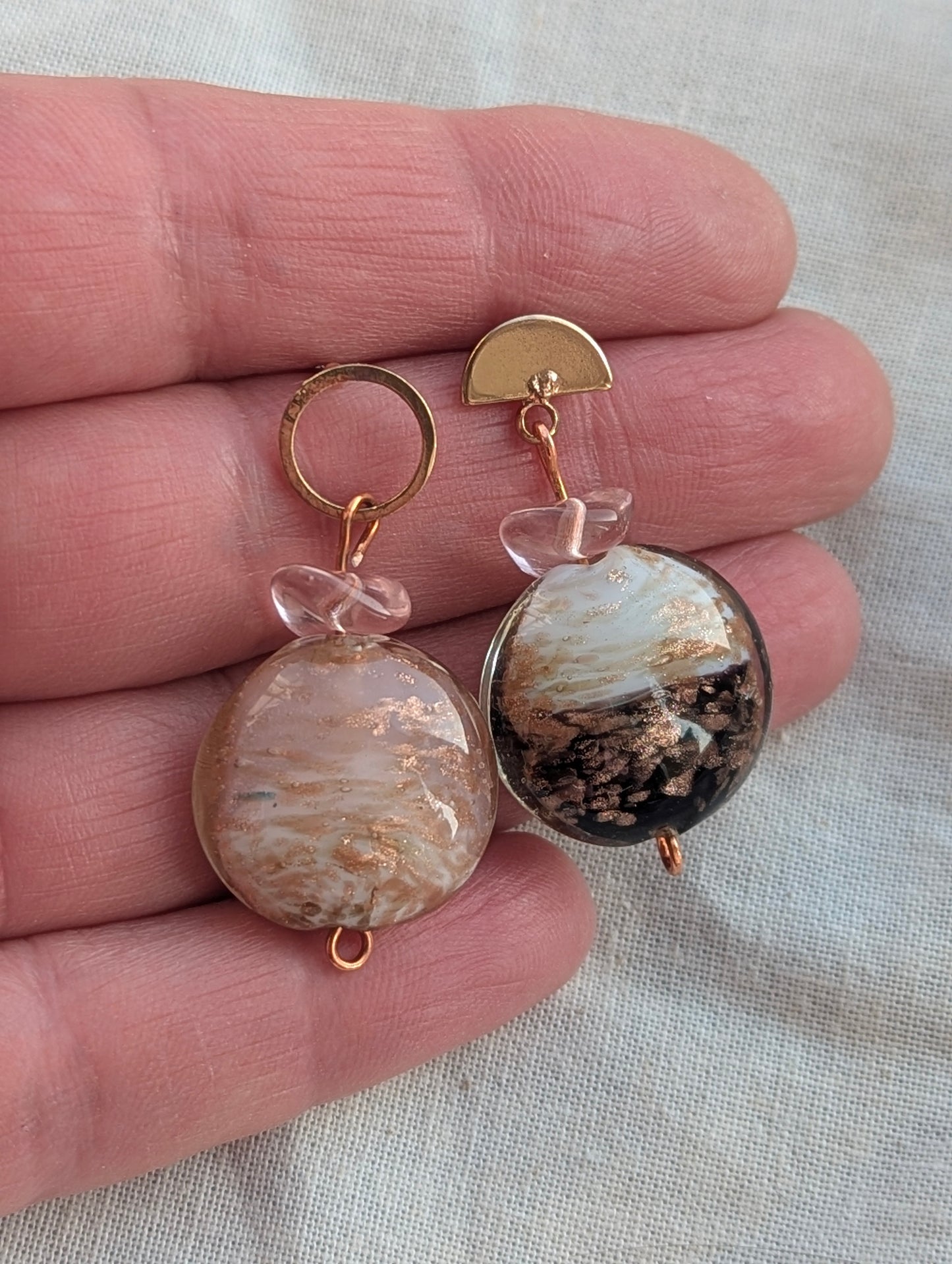 Two-Tone Swirl Glass Drop Earrings