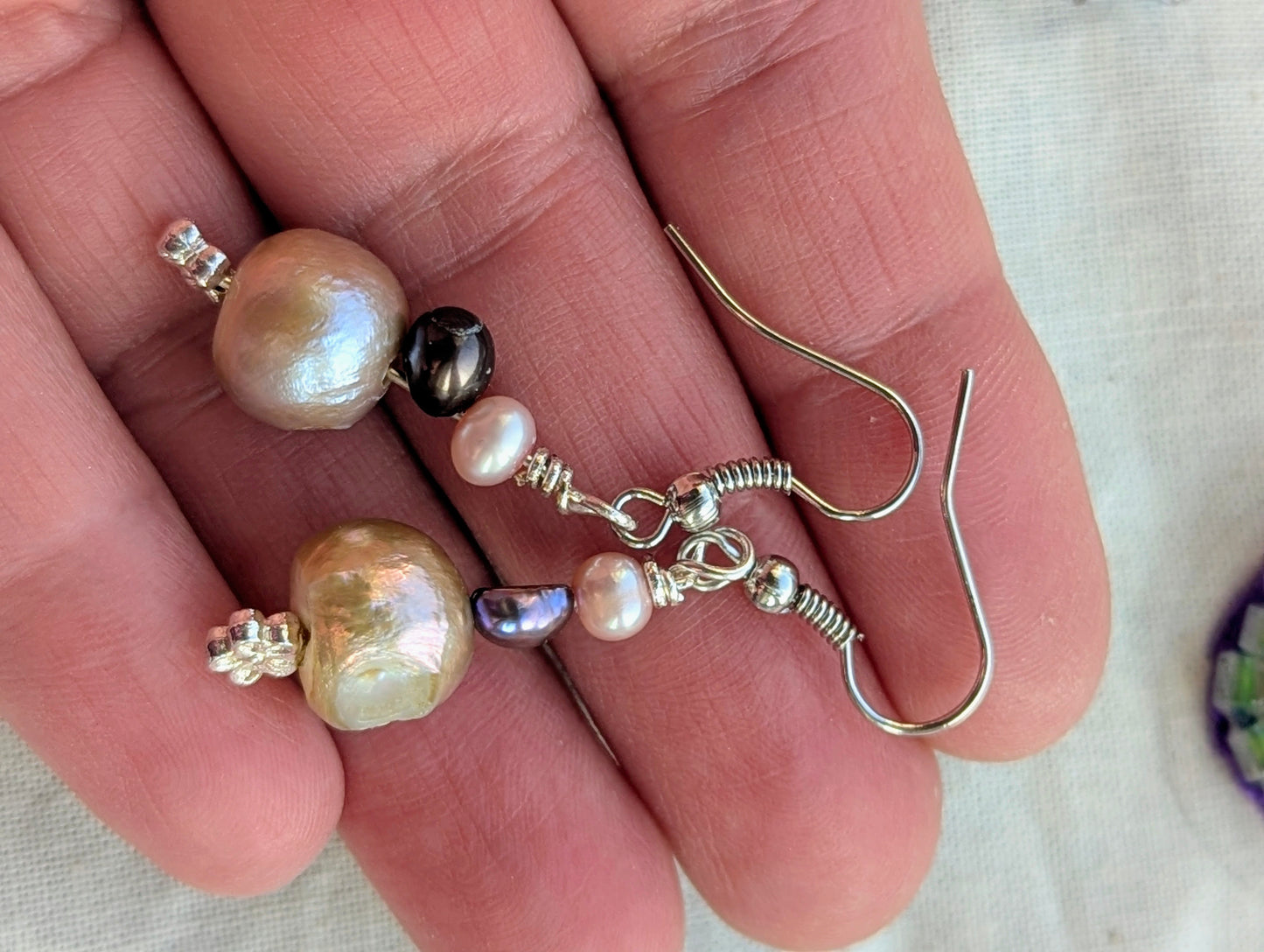 Handmade Multi-Color Baroque Pearl Dangle Earrings