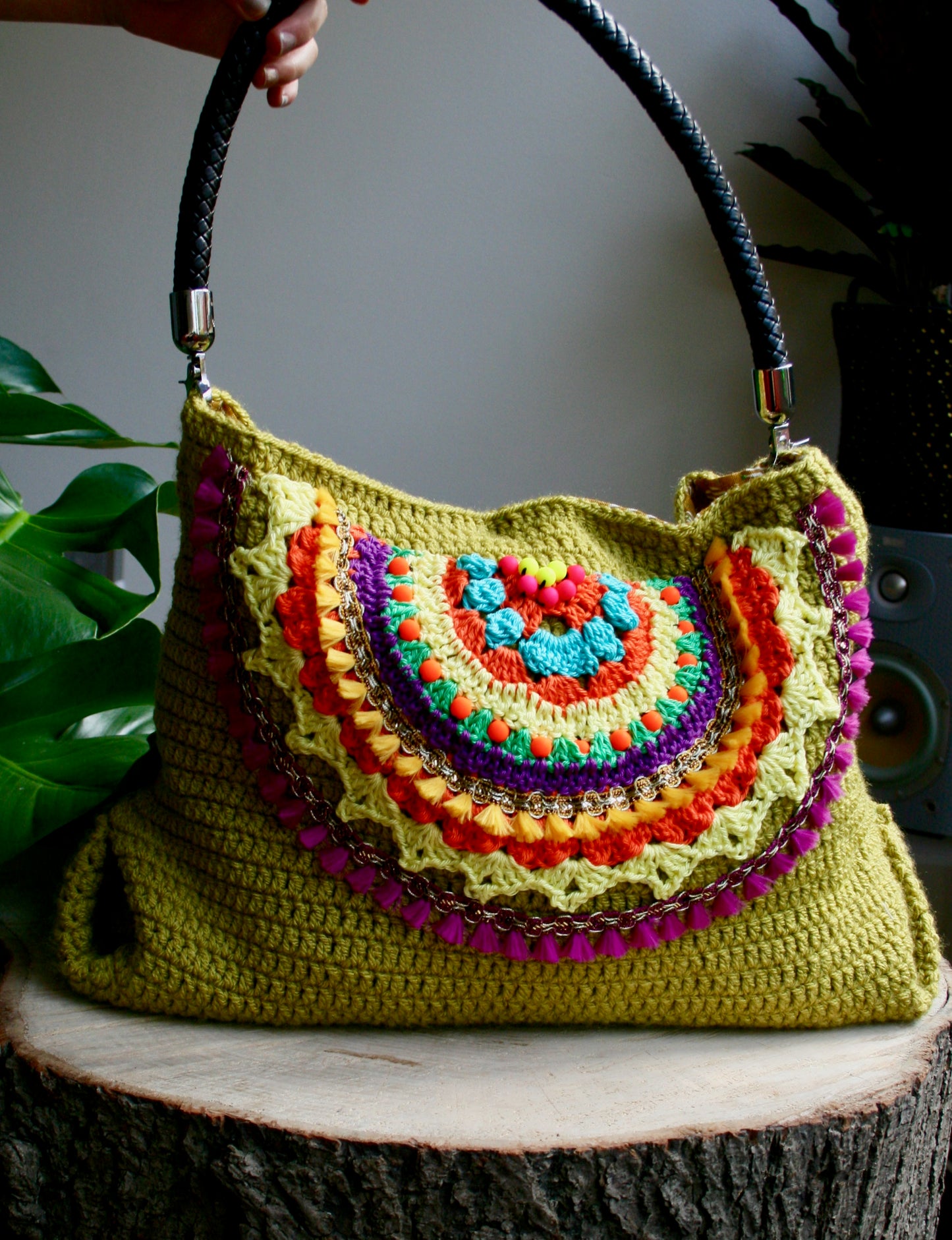 Boho Beaded crochet tote bag pattern (275)