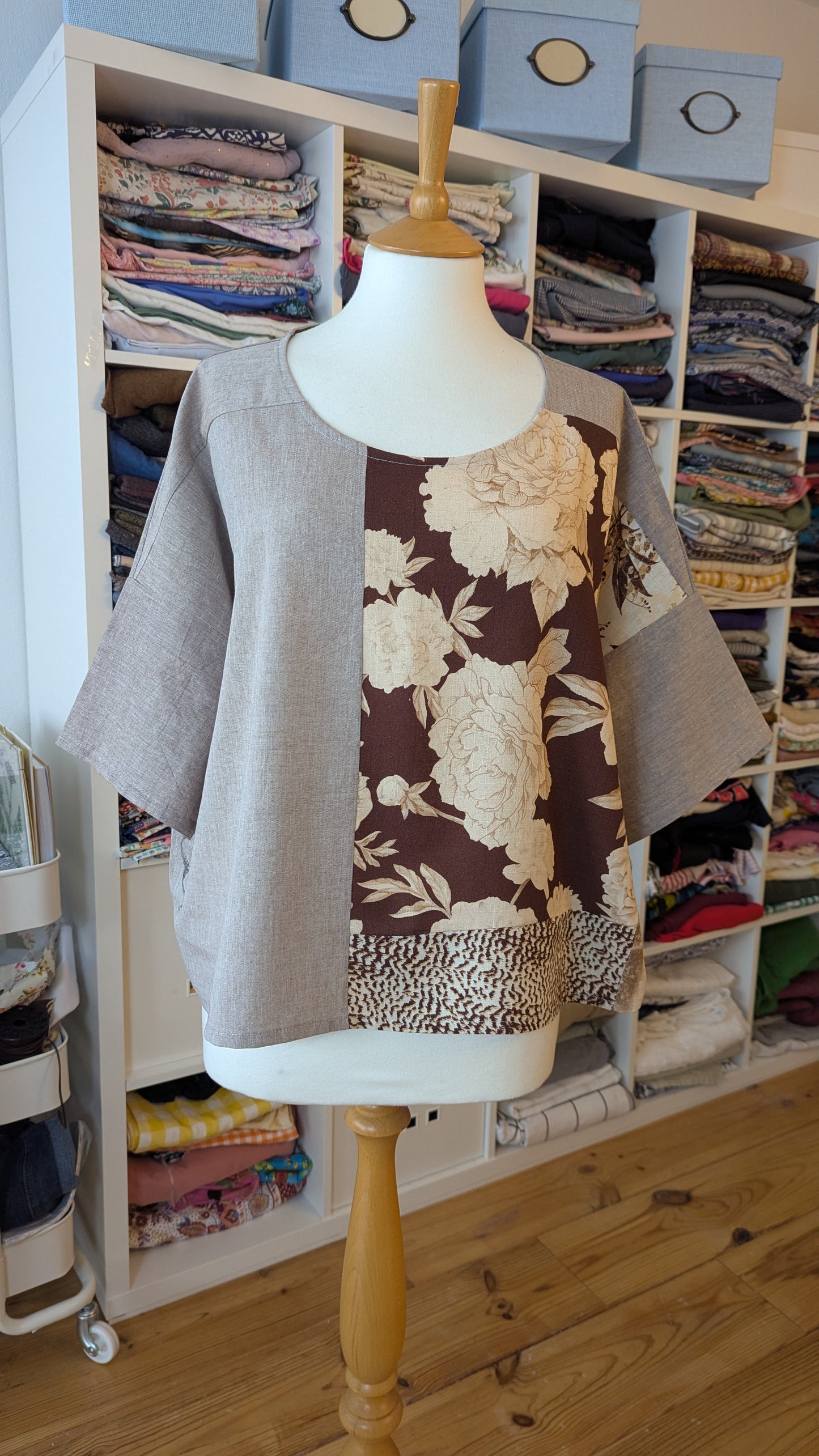 Cotton and linen T-shirt, woven boxy t-shirt