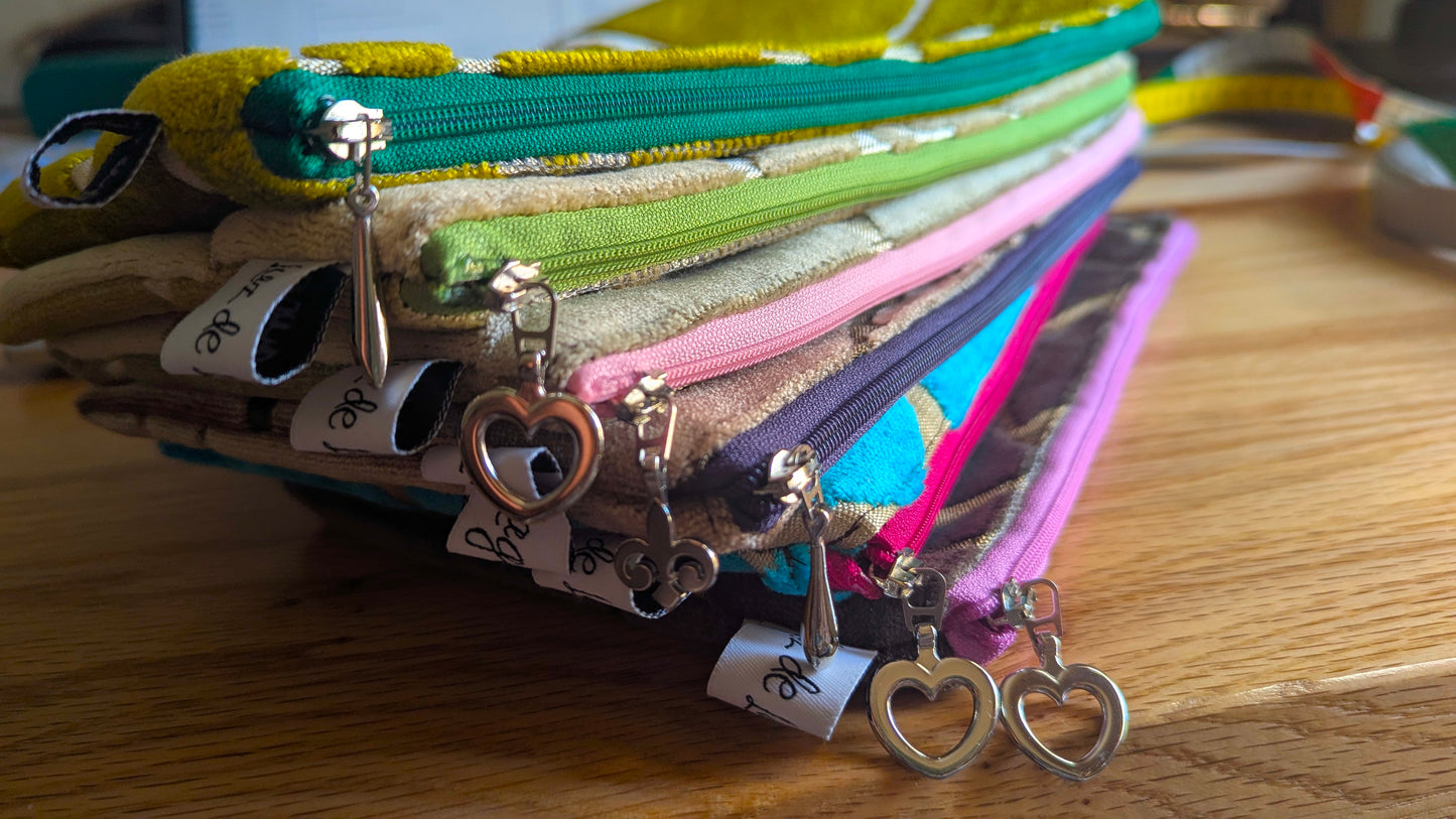 Upcycle upholstery fabric pouches