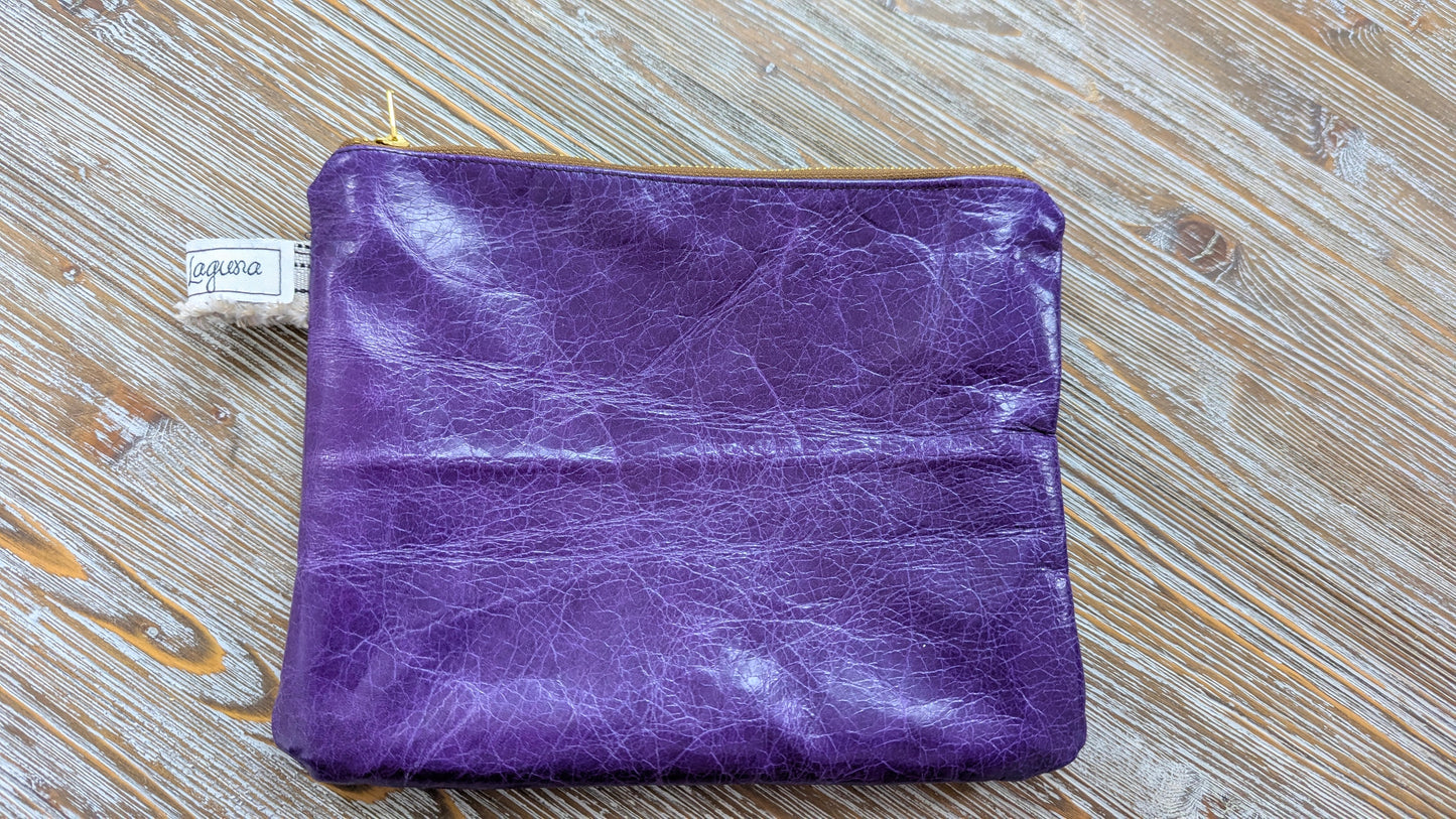 Purple purple leather pouch bag