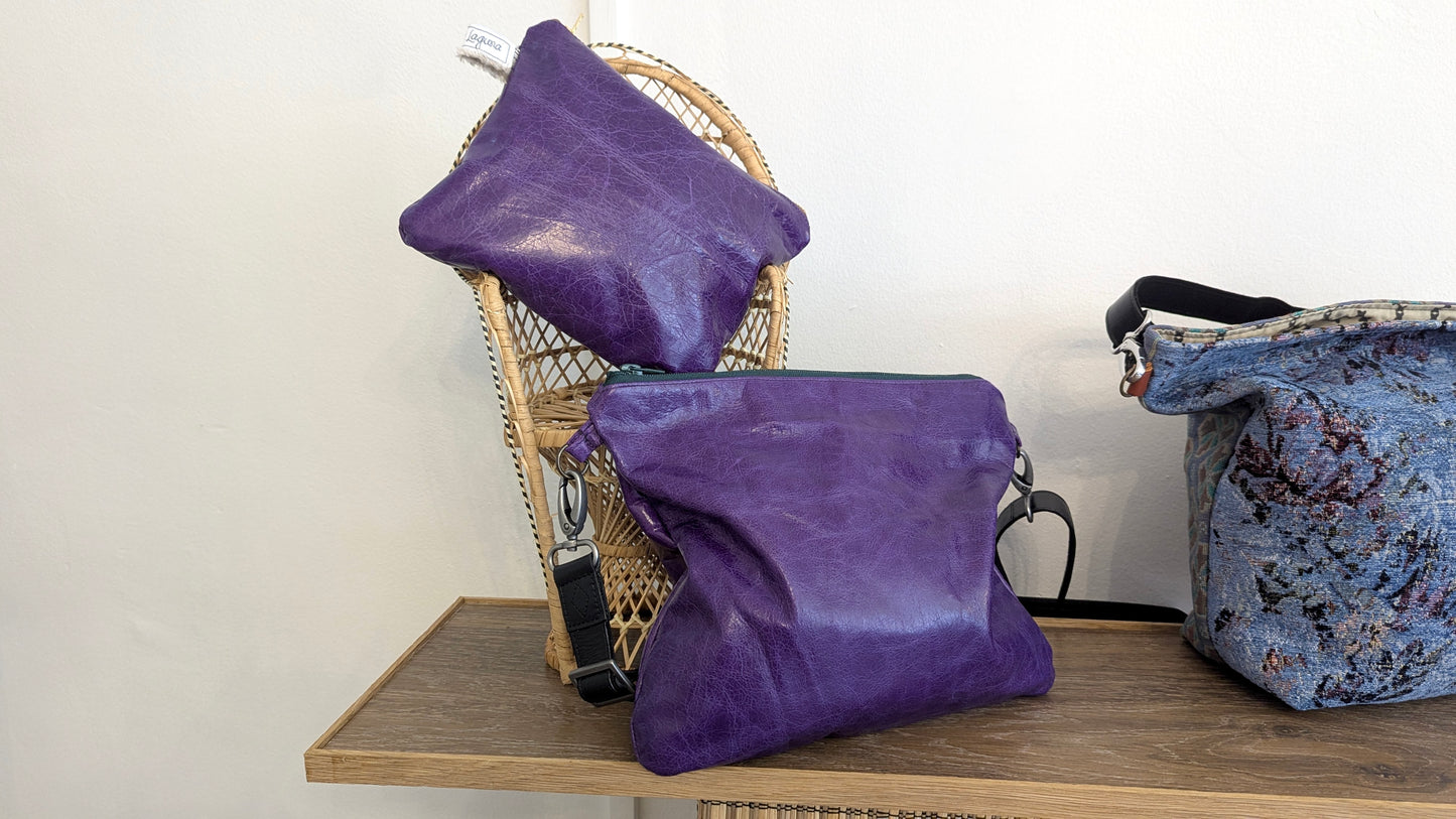 Purple purple leather pouch bag