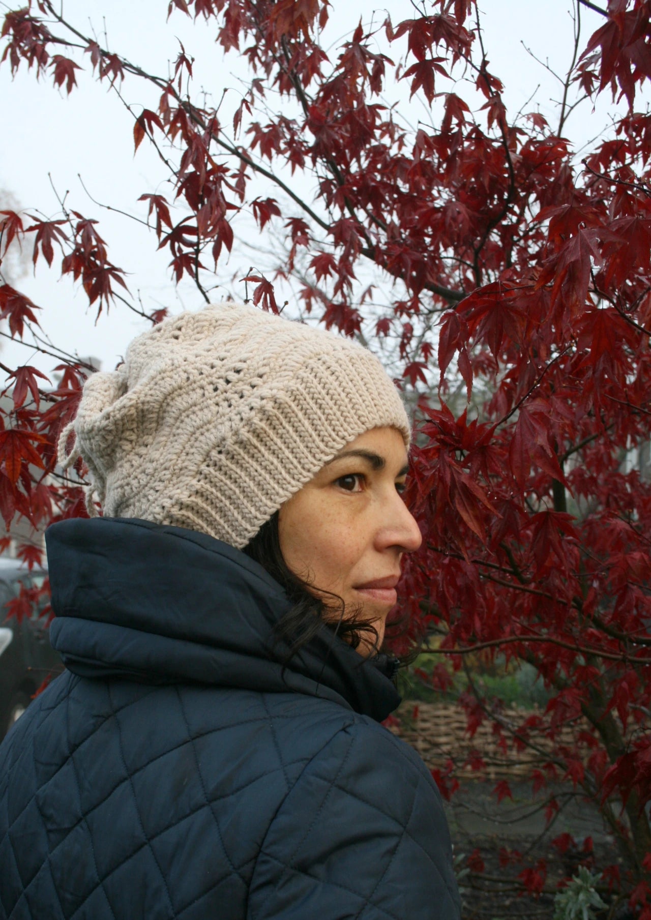 Slouchy lace hat and cowl crochet pattern