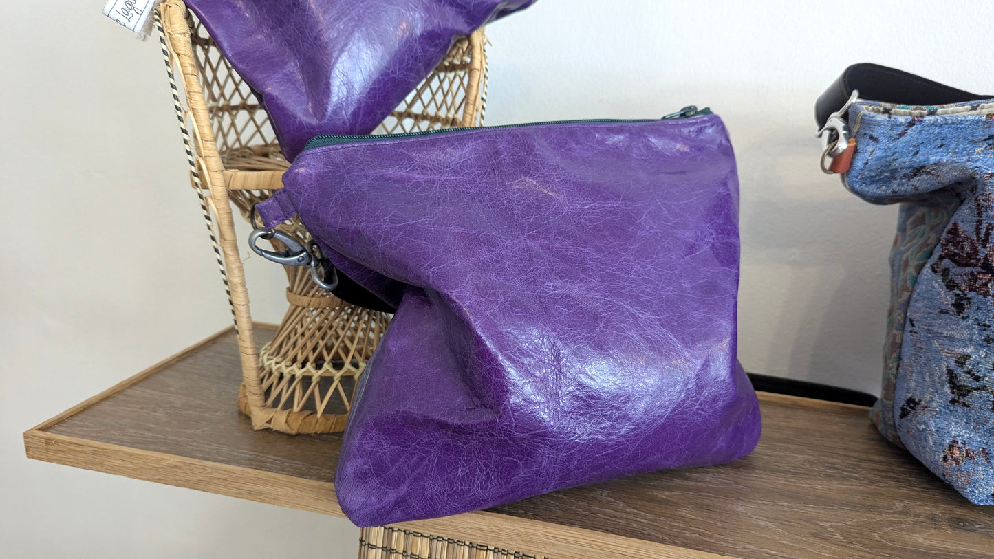 Purple purple leather crossbody bag