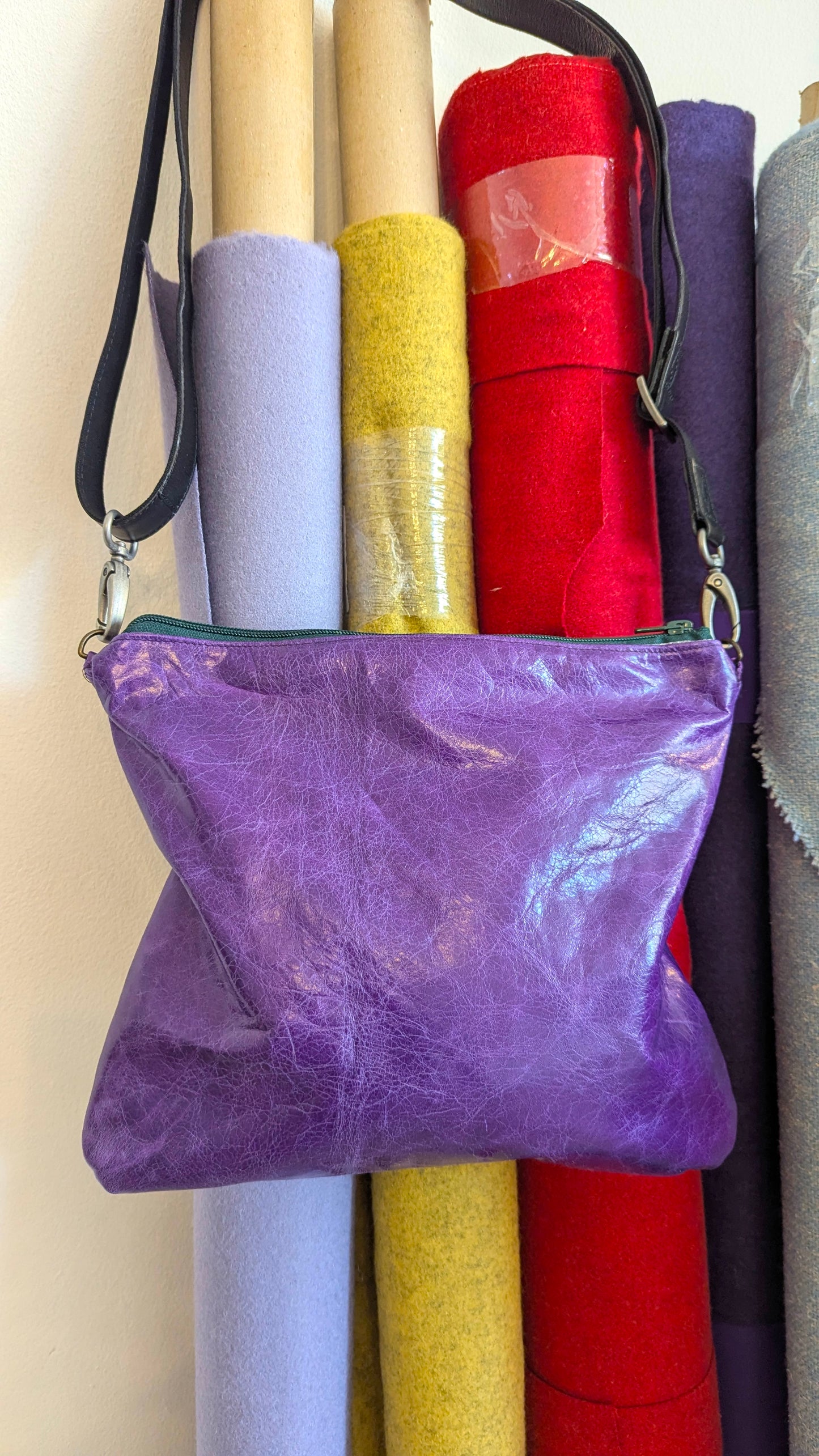 Purple purple leather crossbody bag