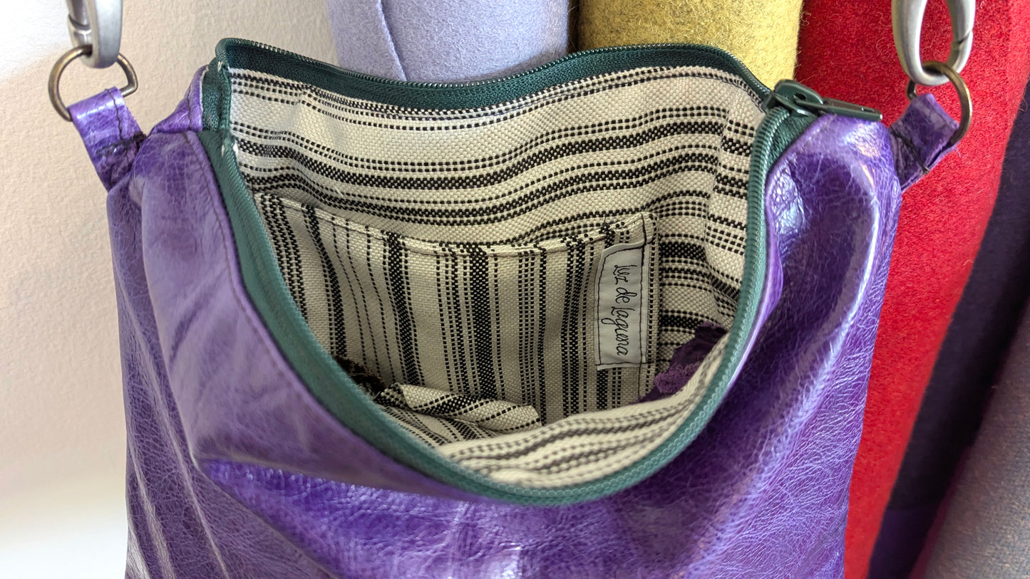 Purple purple leather crossbody bag