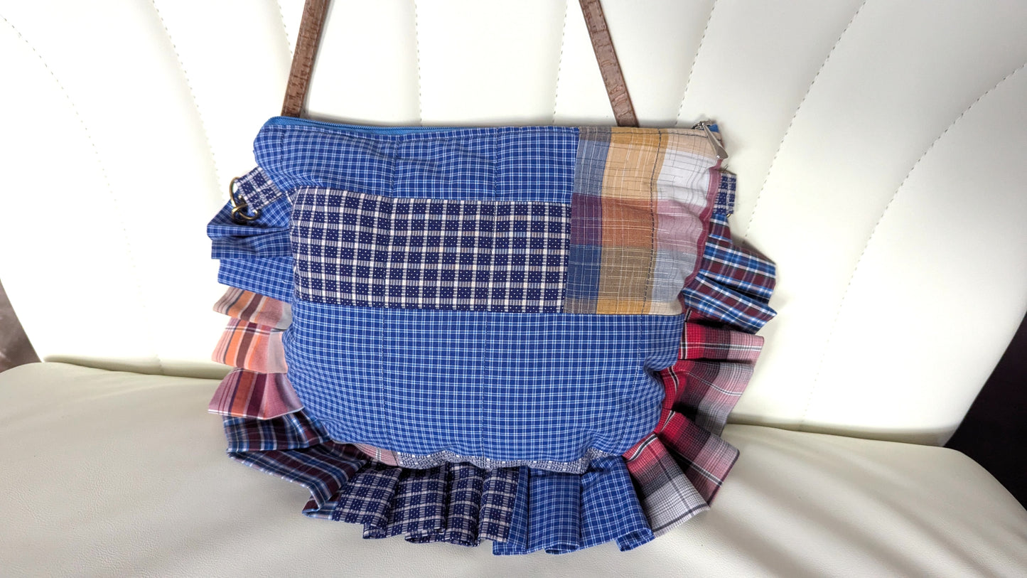 Ruffled, quilted and scrappy crossbody bag