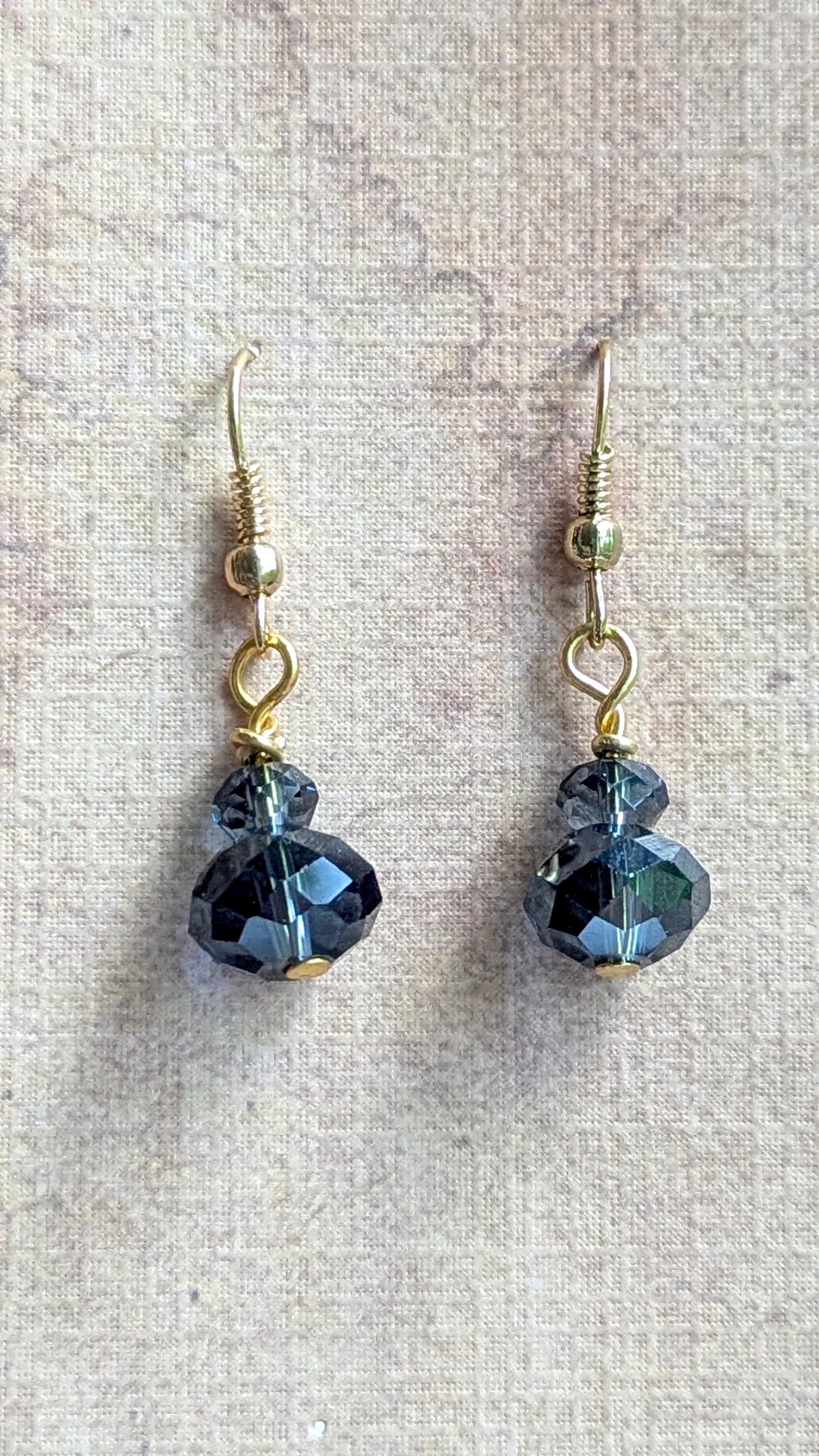 Gold-Tone & Faceted Blue Bead Drop Earrings