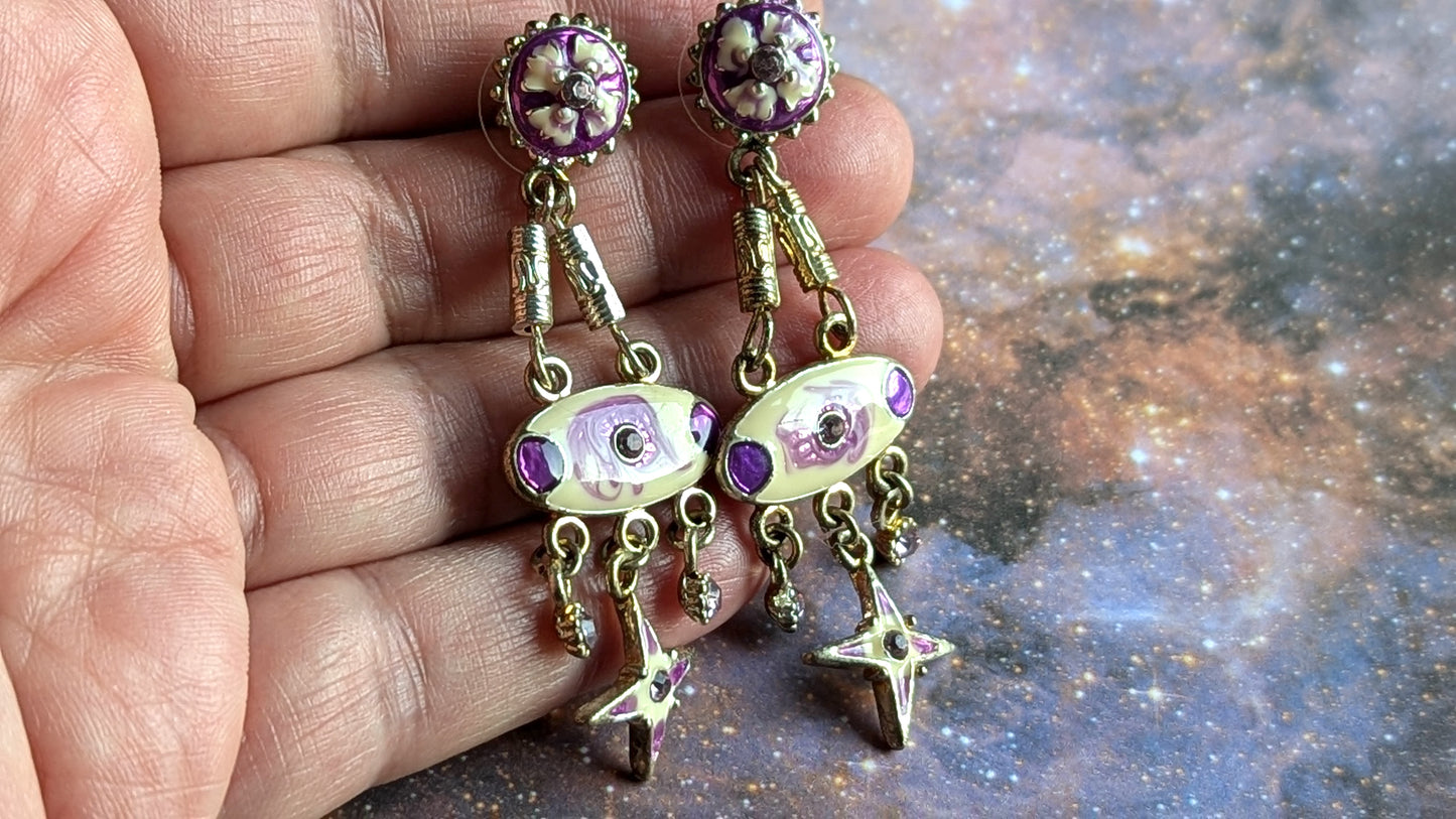 Enamel art nouveau earrings