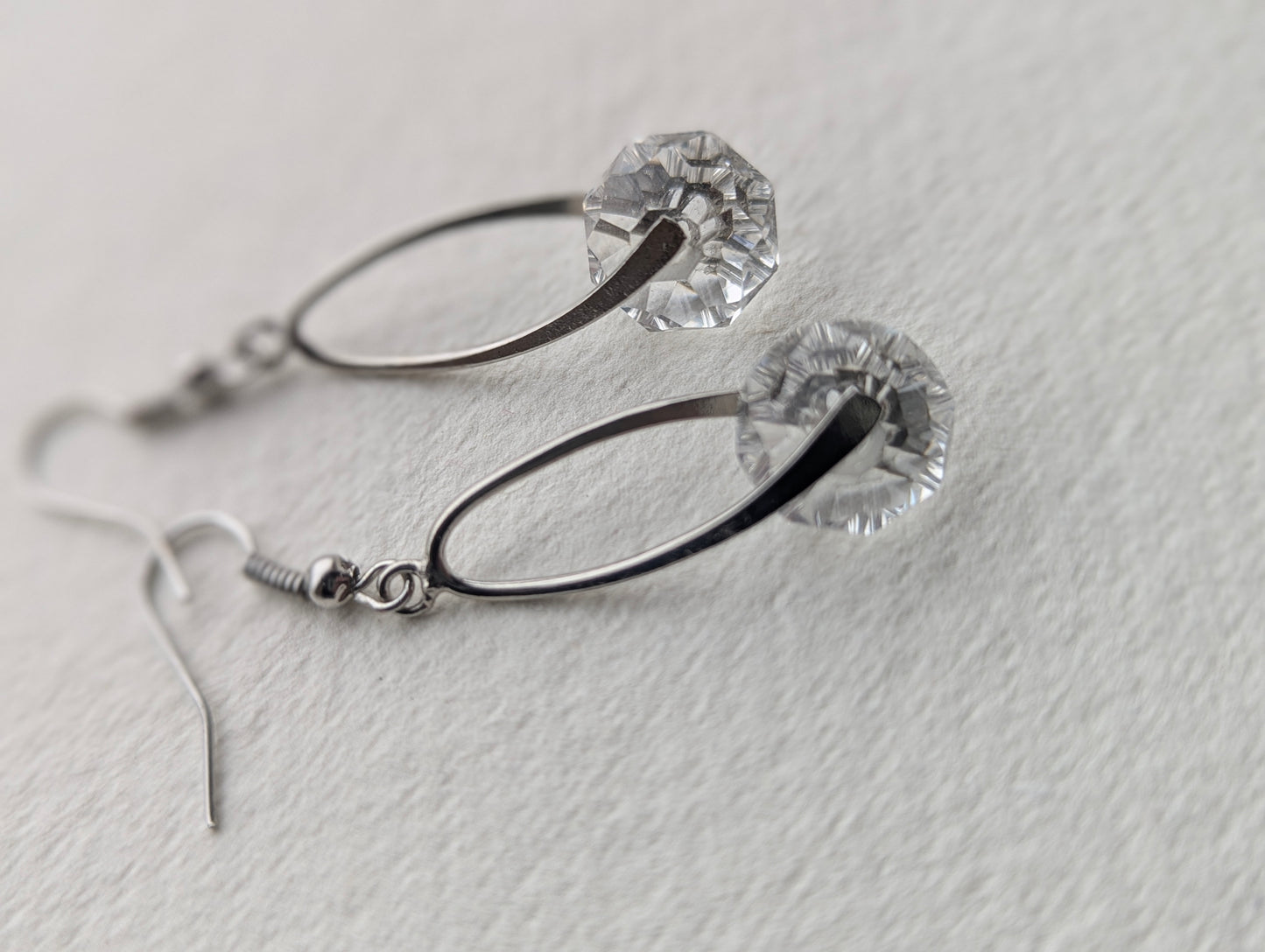 Elegant Clear Faceted Crystal Drop Earrings