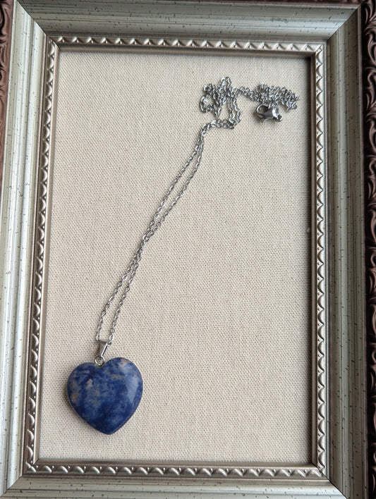 Blue Heart Stone Necklace