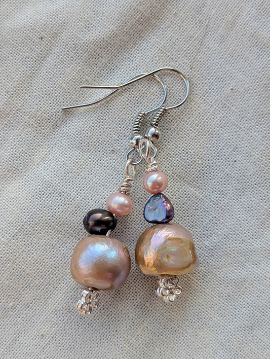 Handmade Multi-Color Baroque Pearl Dangle Earrings