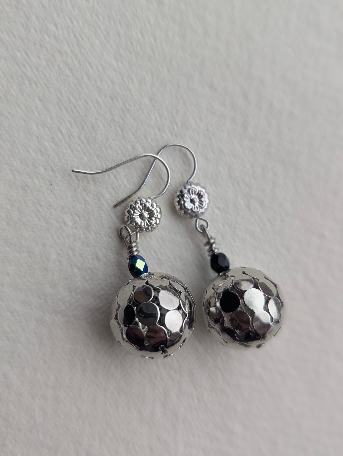 Handmade Silver Tone Ball Drop Earrings