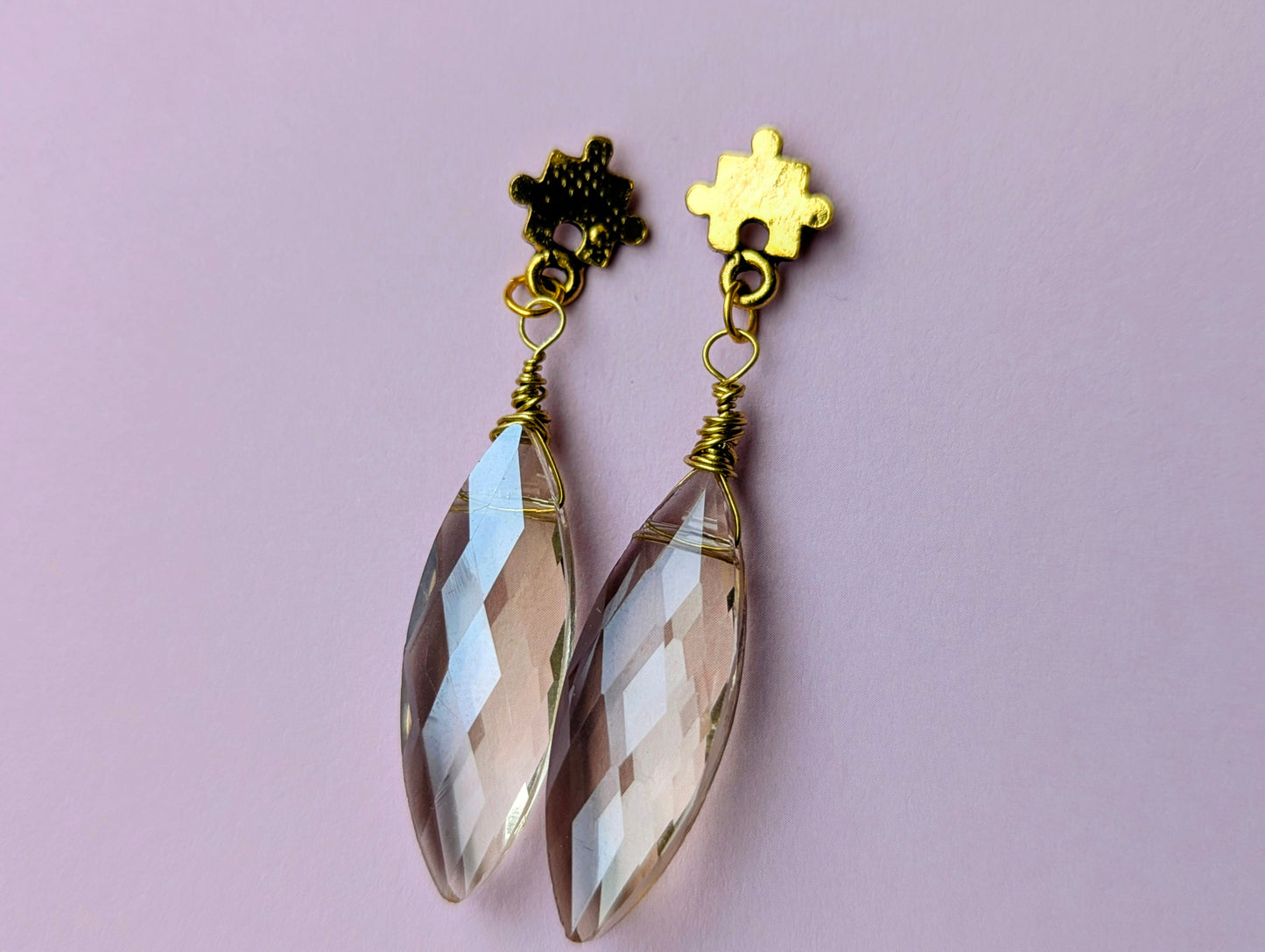 Gold Puzzle Piece Drop Earrings