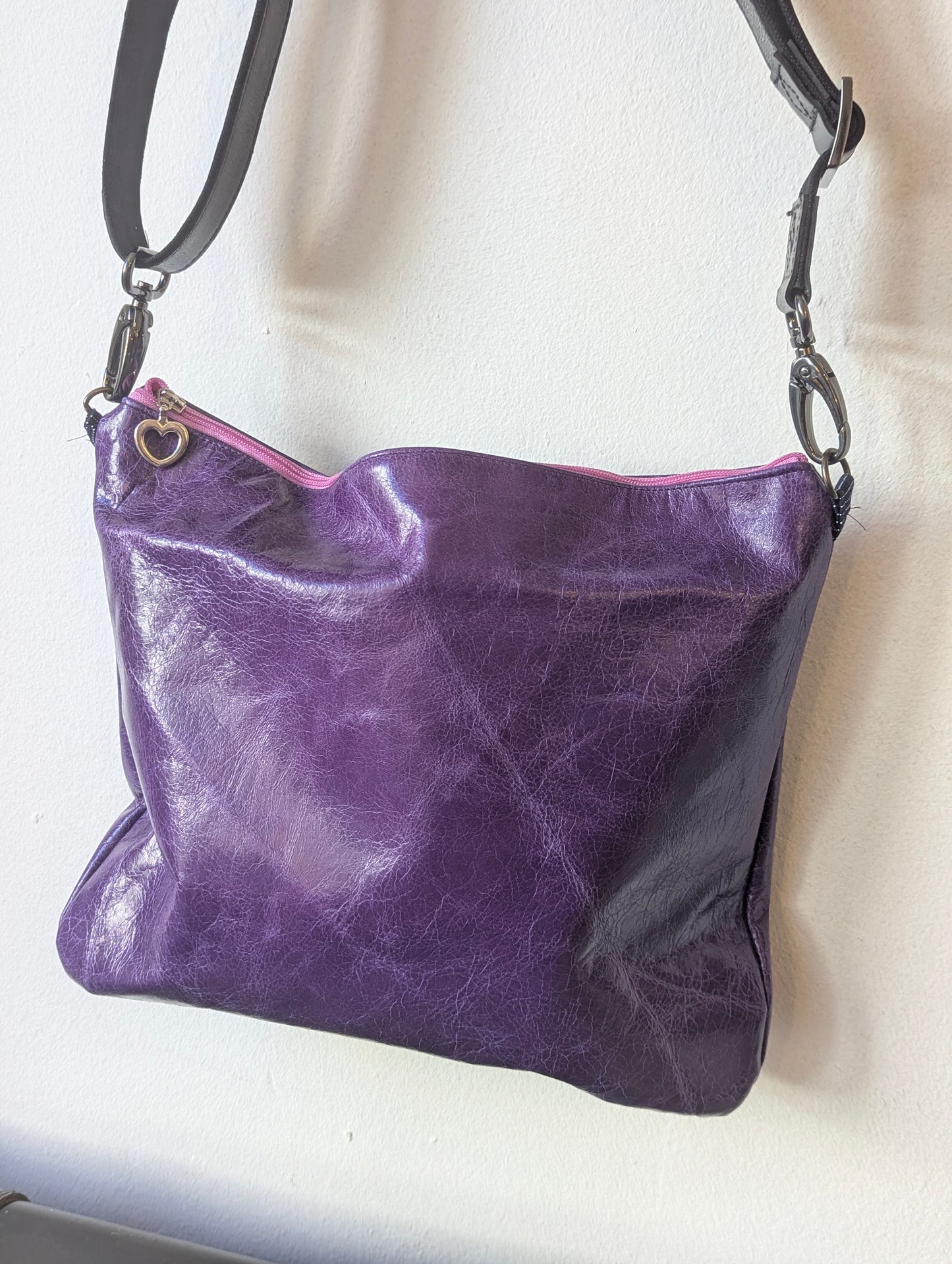 Vibrant Purple Upcycled Leather Crossbody
