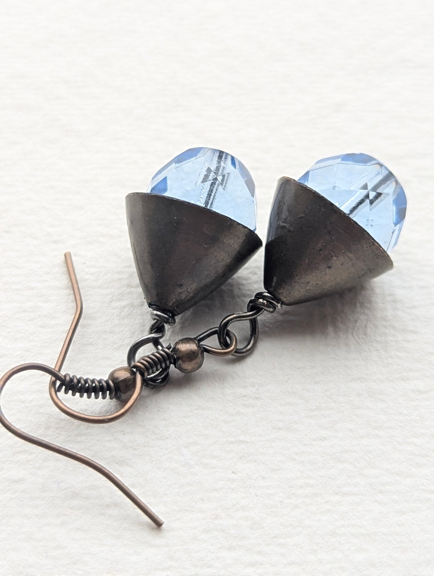 Handmade Blue Crystal Cone Drop Earrings