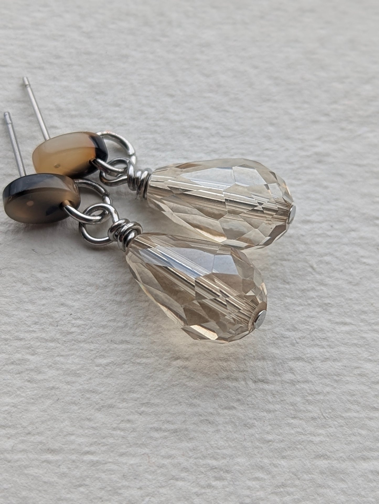 Faceted Crystal Teardrop Dangle Earrings