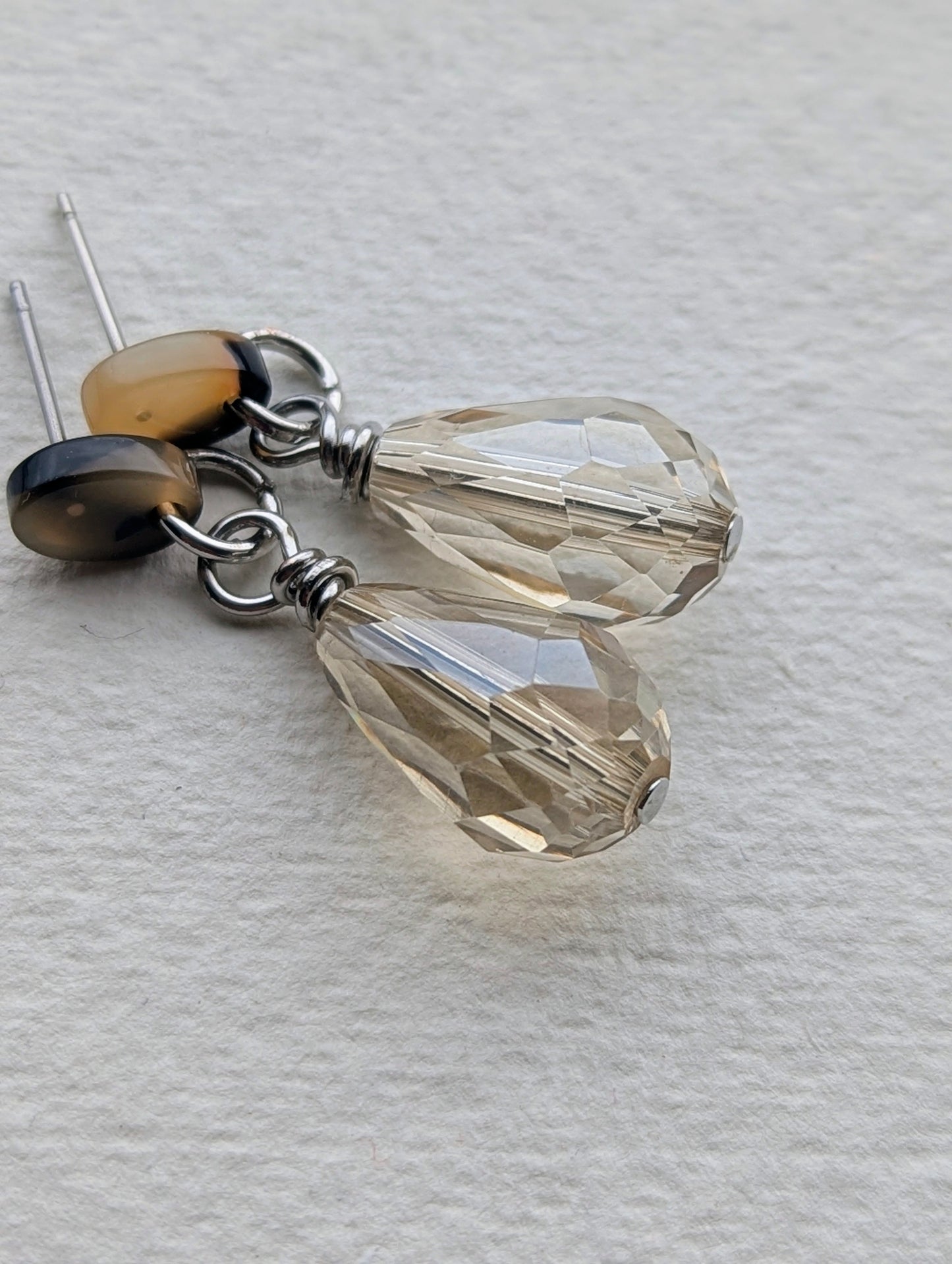 Faceted Crystal Teardrop Dangle Earrings