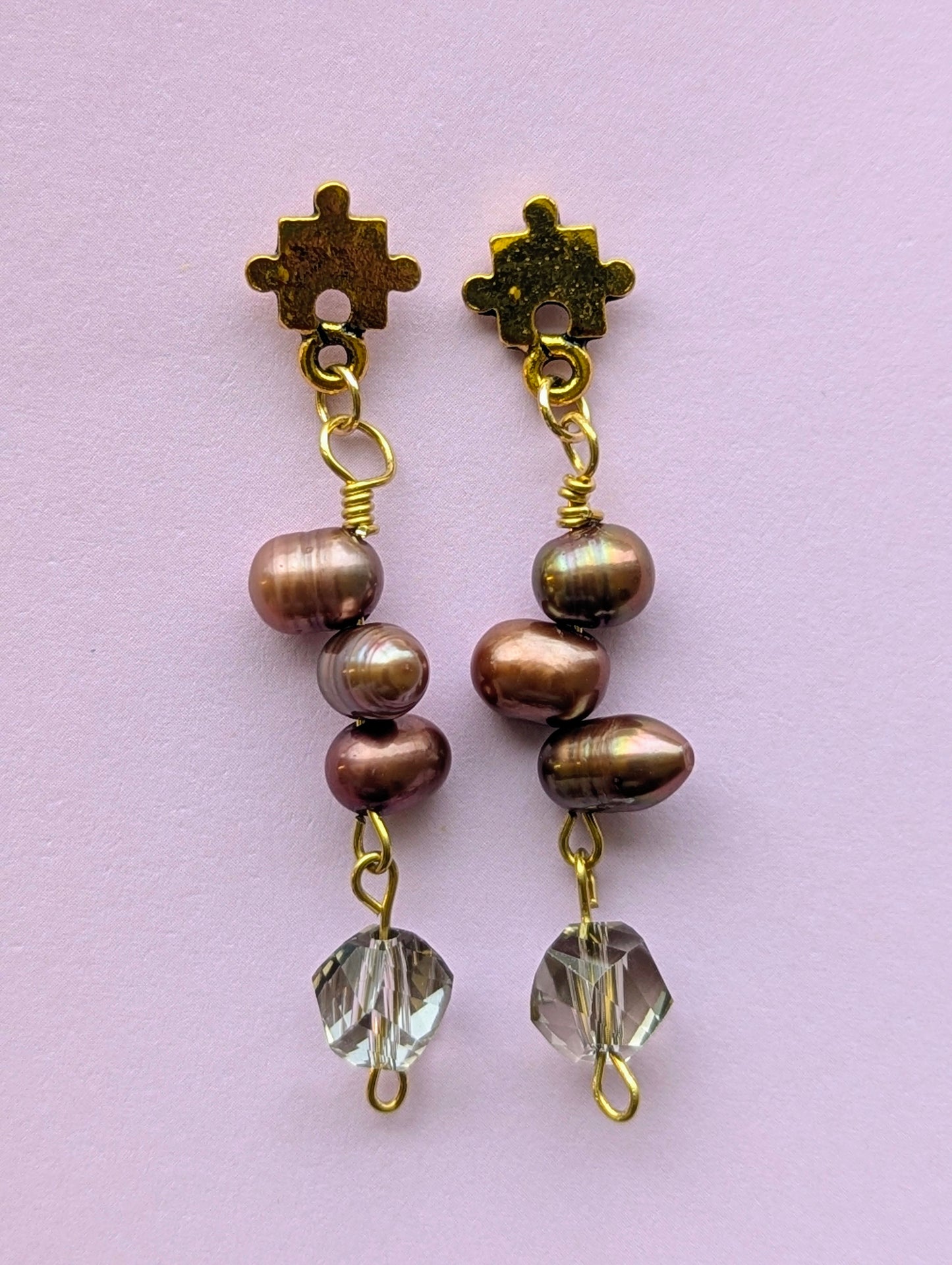 Puzzle Pearl Dangle Earrings