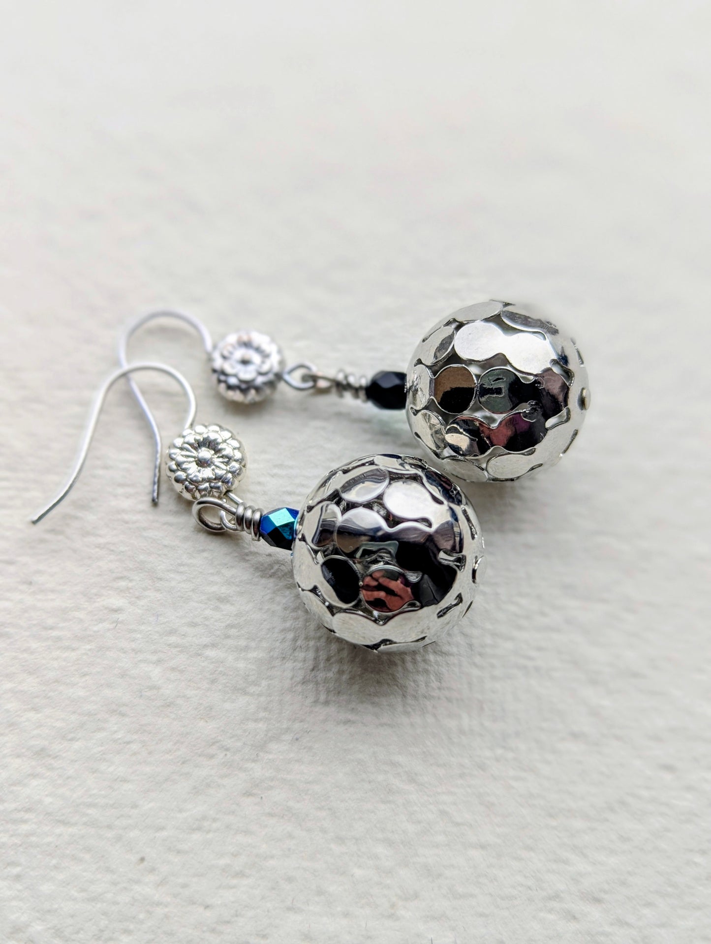 Handmade Silver Tone Ball Drop Earrings