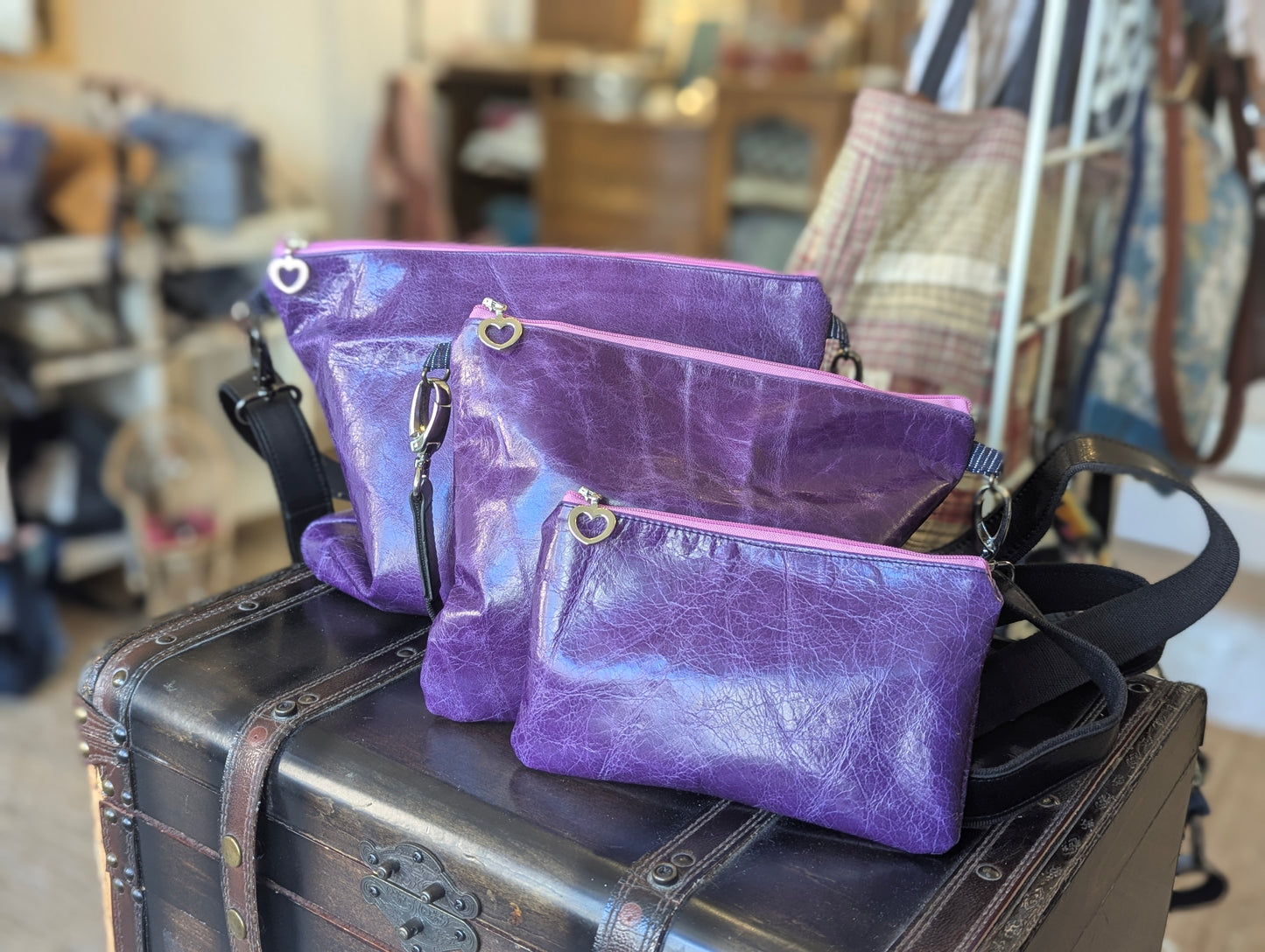Handmade Purple Crinkled Pouch