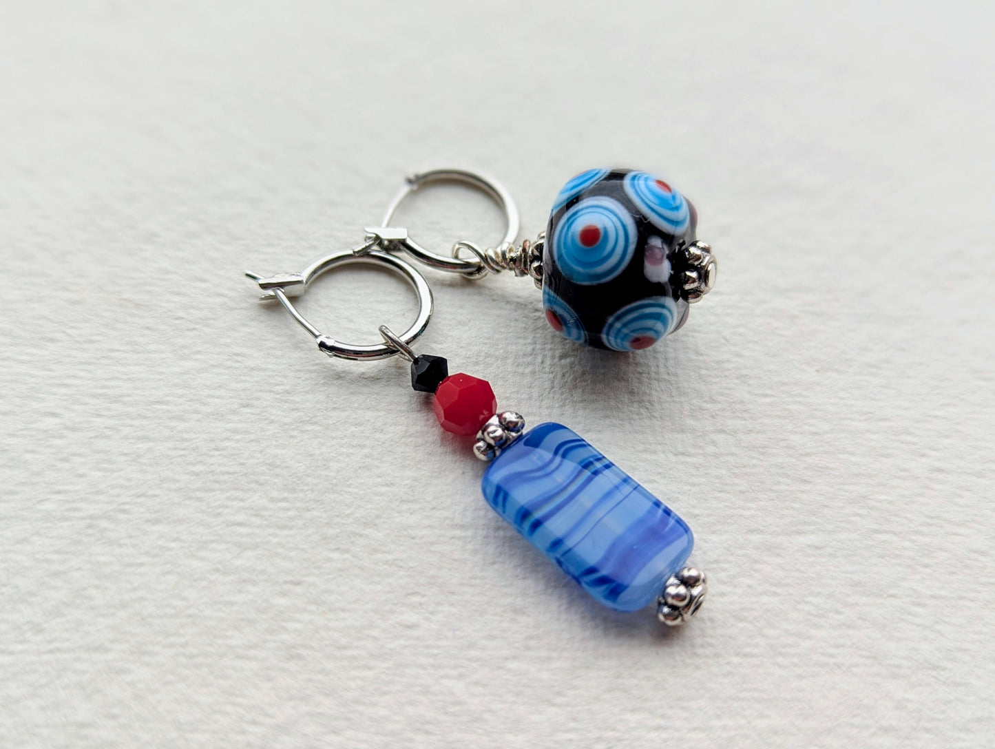Artisan Millefiori & Striped Glass Dangle Earrings