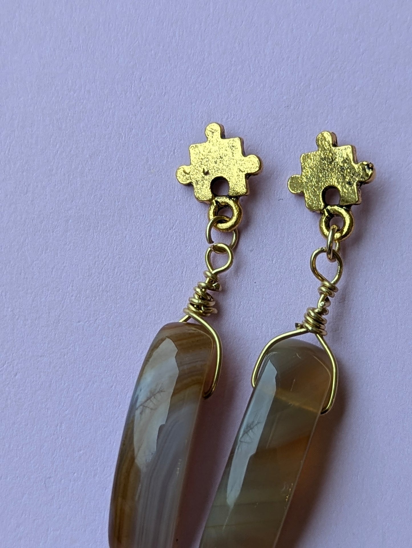 Puzzle Piece Agate Drop Earrings