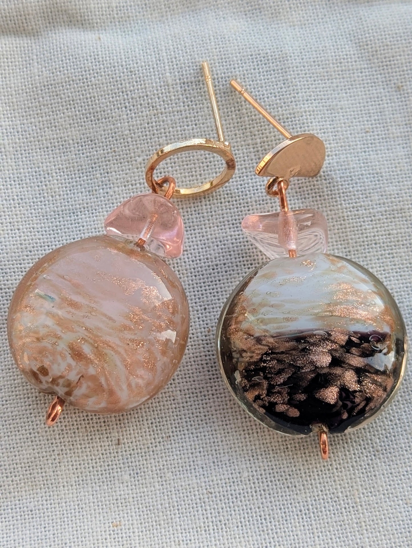 Two-Tone Swirl Glass Drop Earrings
