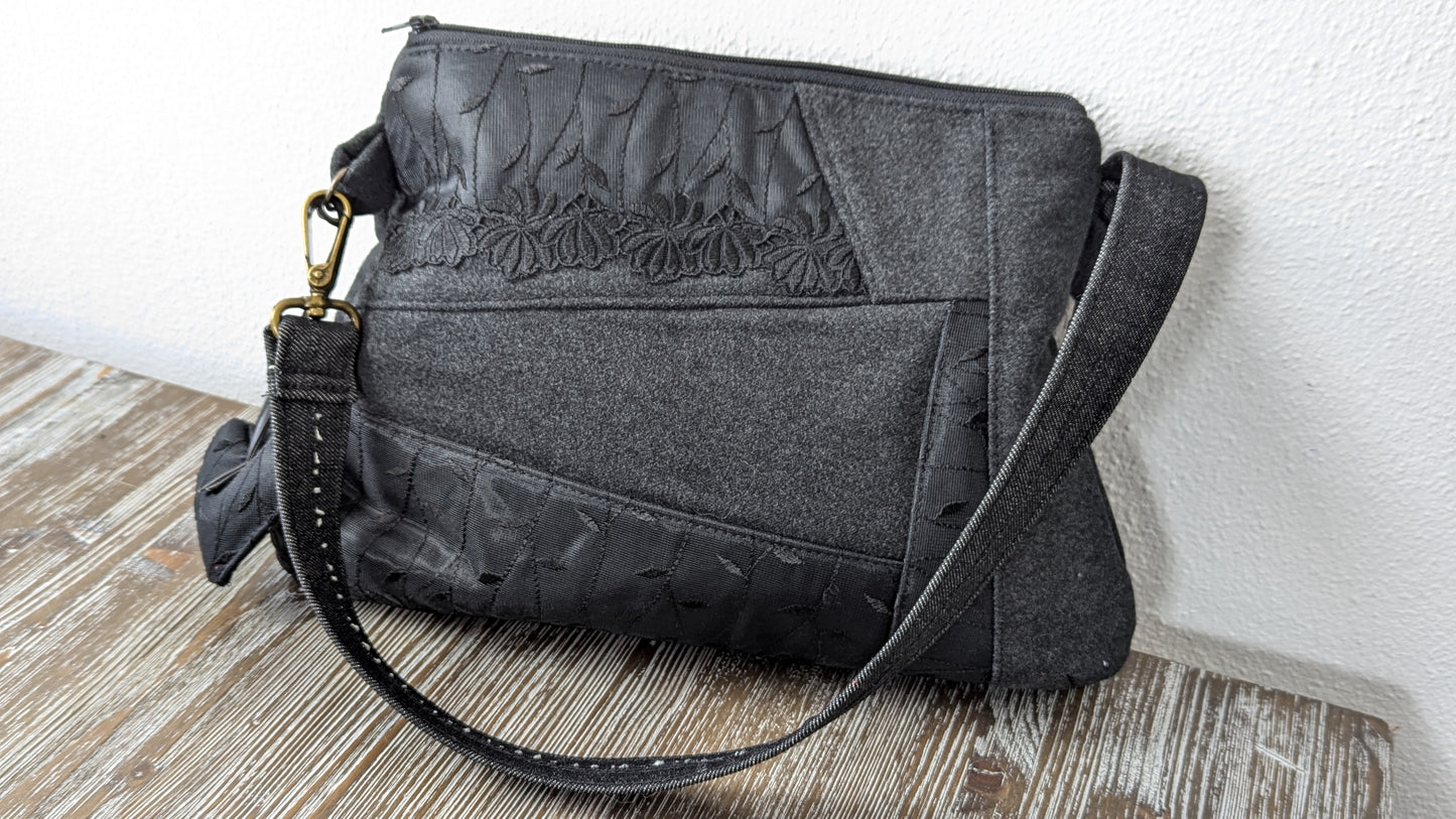 Wool and lace patchwork bag