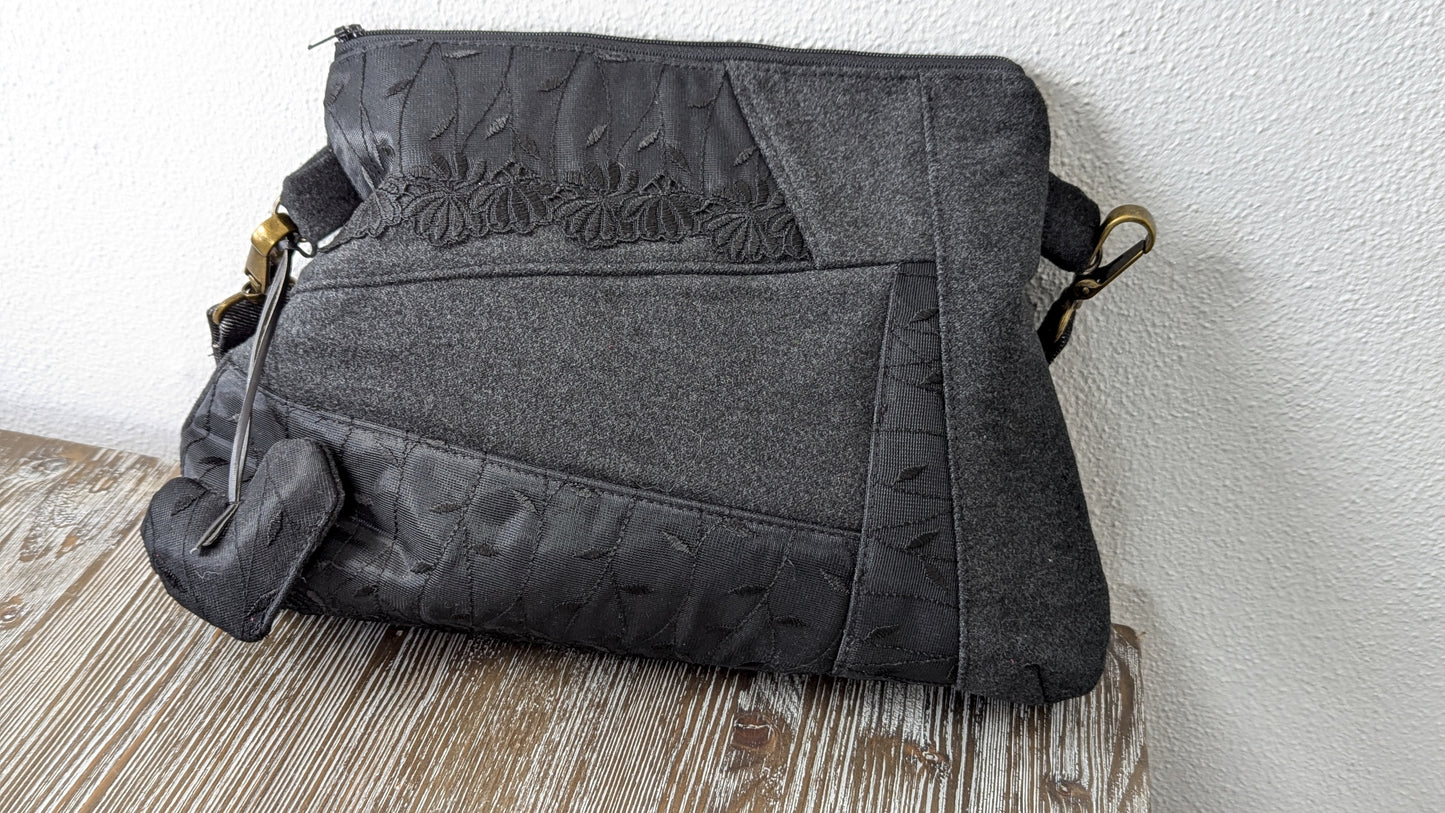 Wool and lace patchwork bag