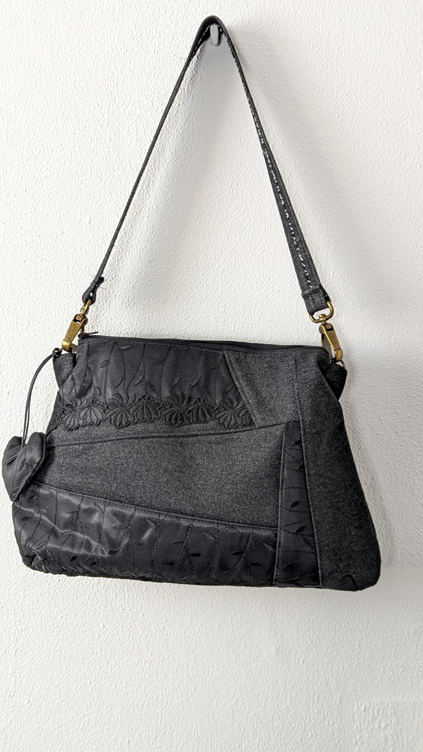 Wool and lace patchwork bag