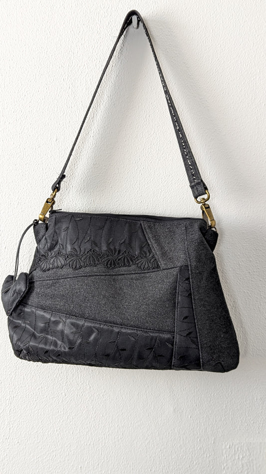 Wool and lace patchwork bag