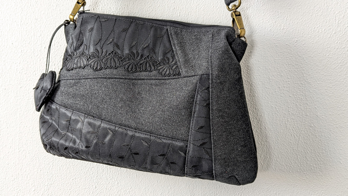 Wool and lace patchwork bag