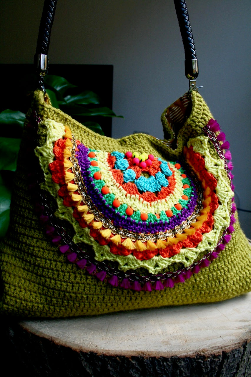 Boho Beaded crochet tote bag pattern (275)