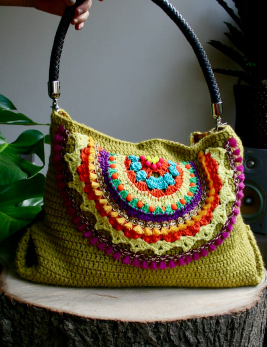 Boho Beaded crochet tote bag pattern (275)