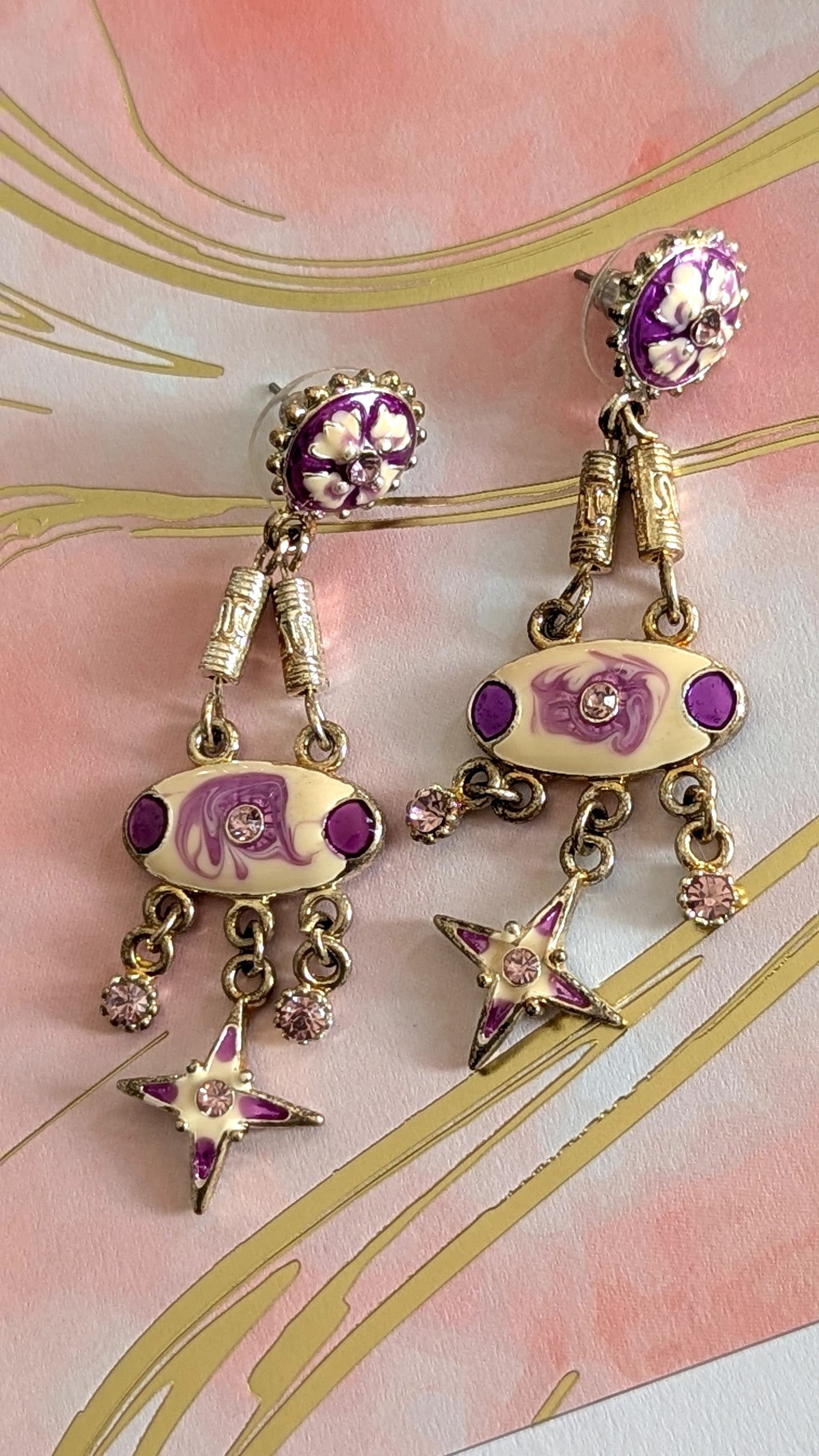 Enamel art nouveau earrings