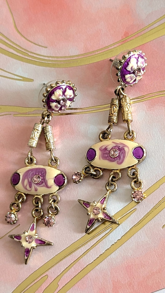 Enamel art nouveau earrings
