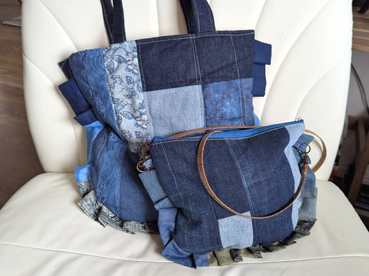Quilted Ruffled Tote and crossbody bags set (sewing pattern)