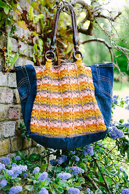 Upcycle denim and crochet bag pattern 208