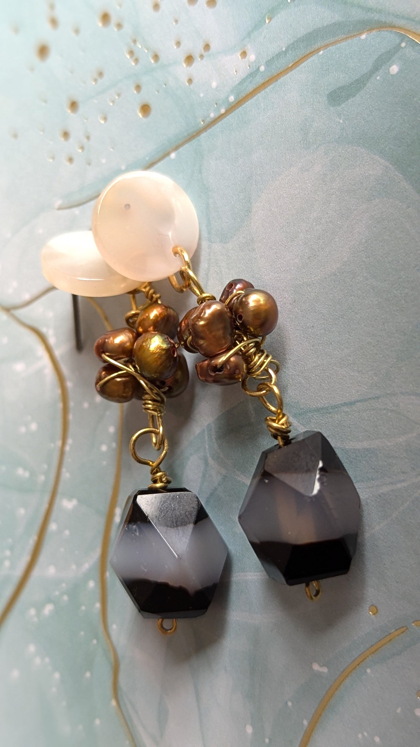 Fresh water pearl clusters earrings