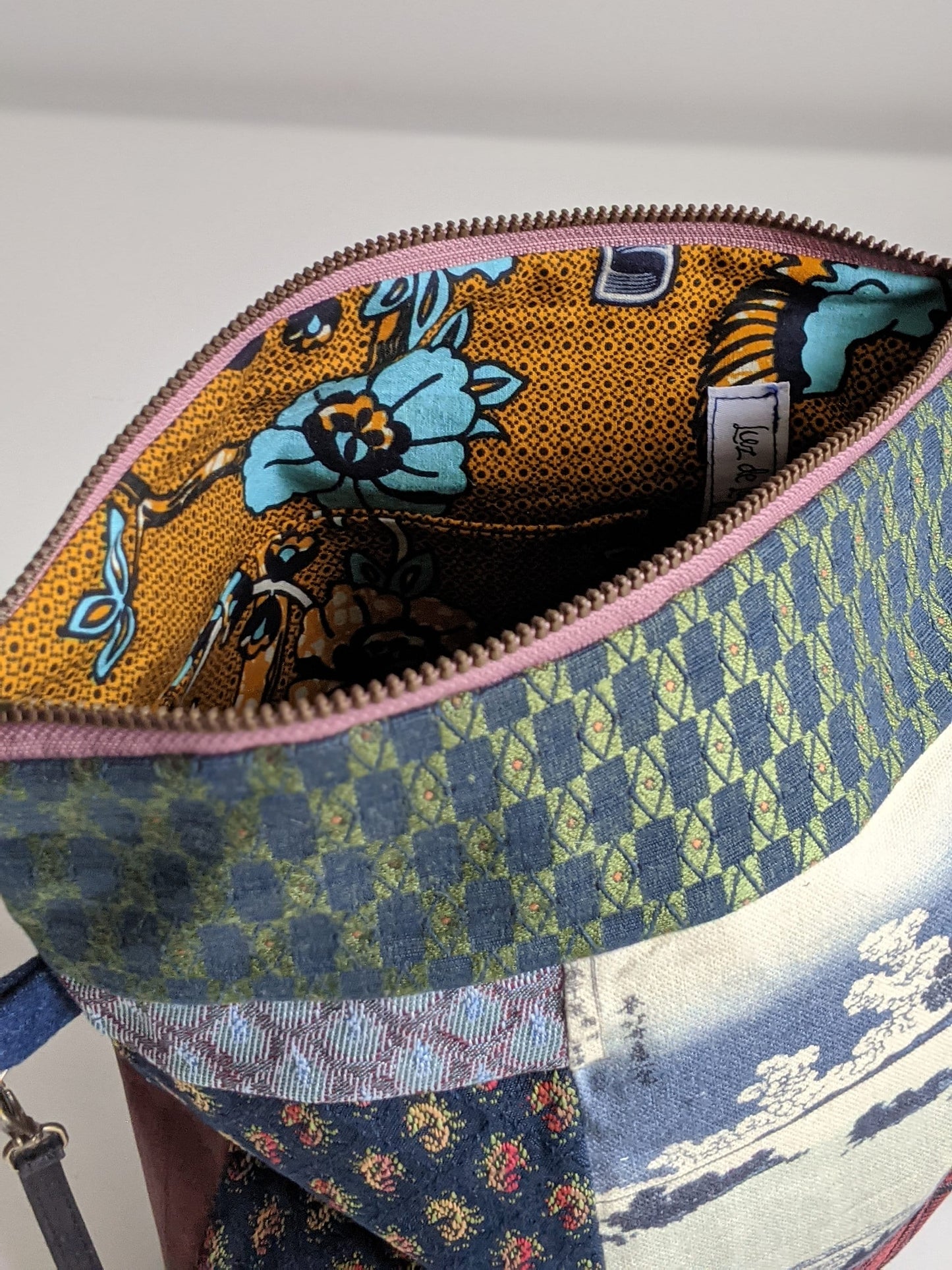 Upcycled cross body Japanese themed bag