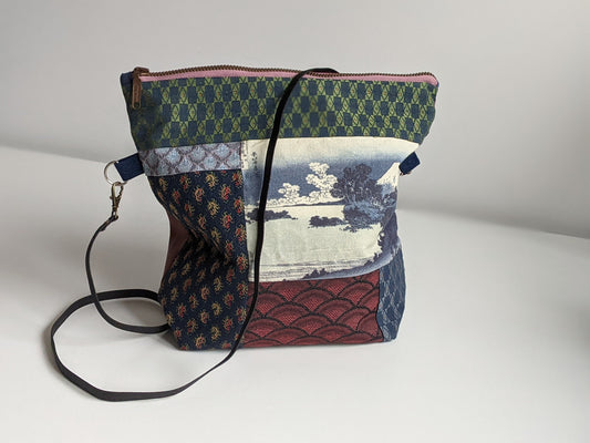 Upcycled cross body Japanese themed bag