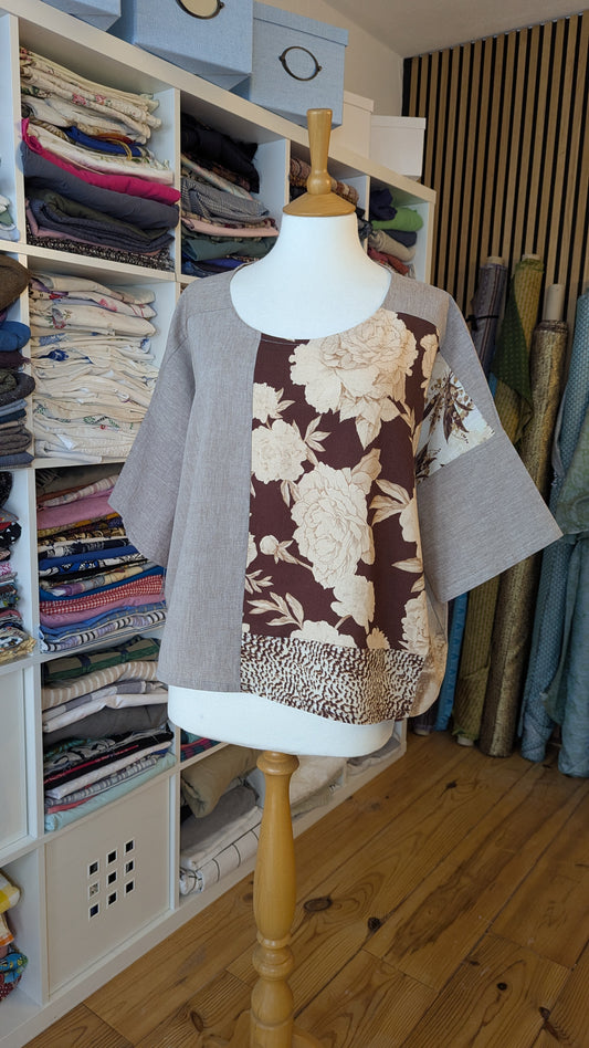 Cotton and linen T-shirt, woven boxy t-shirt