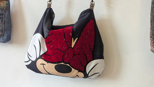 Upcycle Mini Mouse sweater into hobo bag