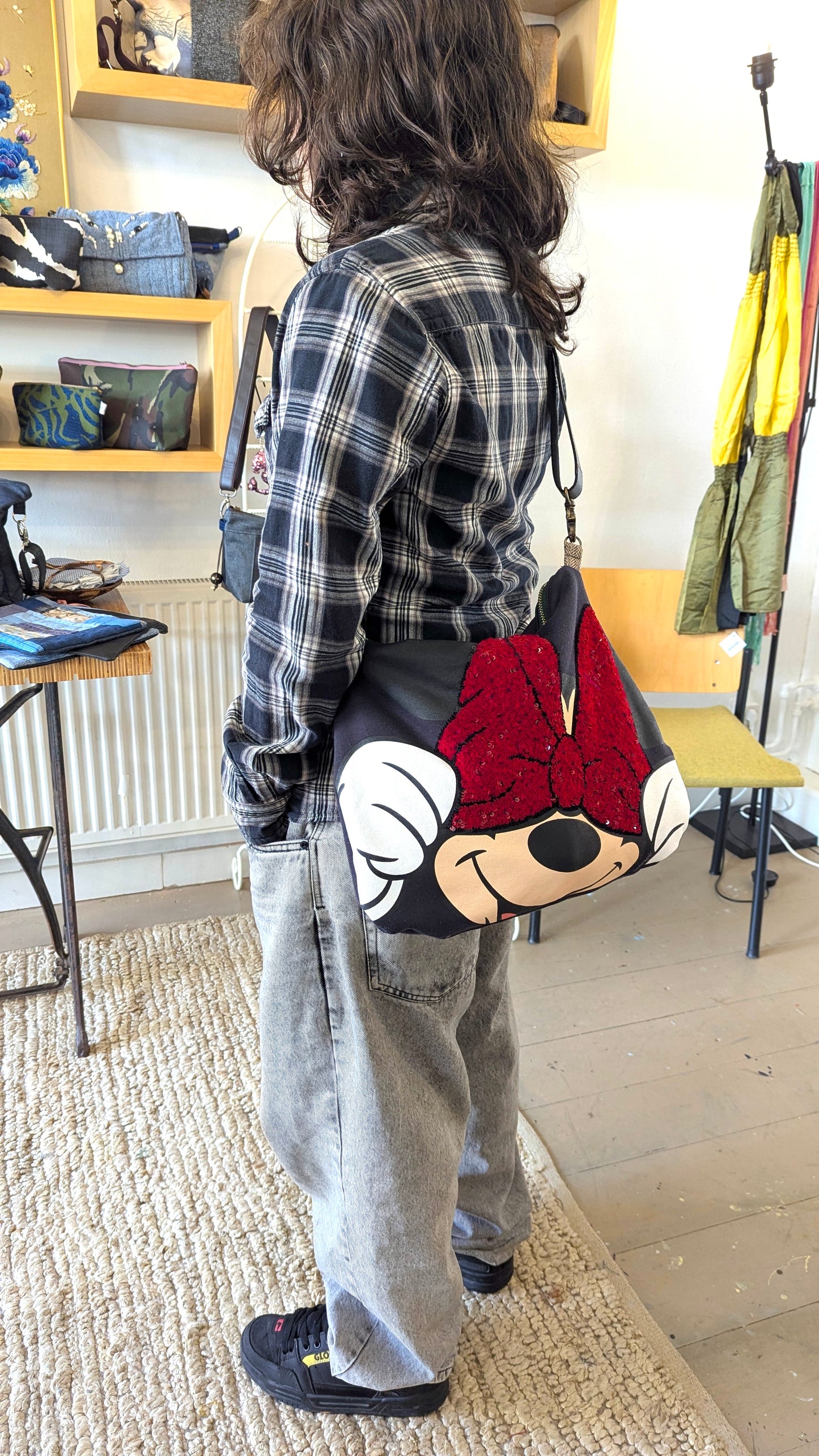 Upcycle Mini Mouse sweater into hobo bag