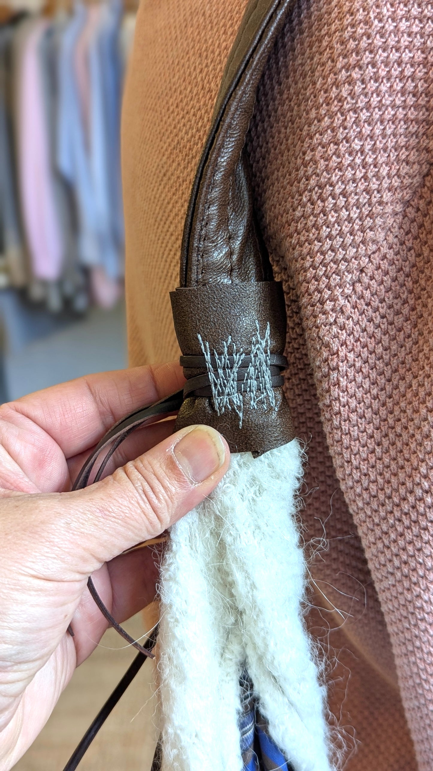 Upcycle vintage wool and leather bohemian bag