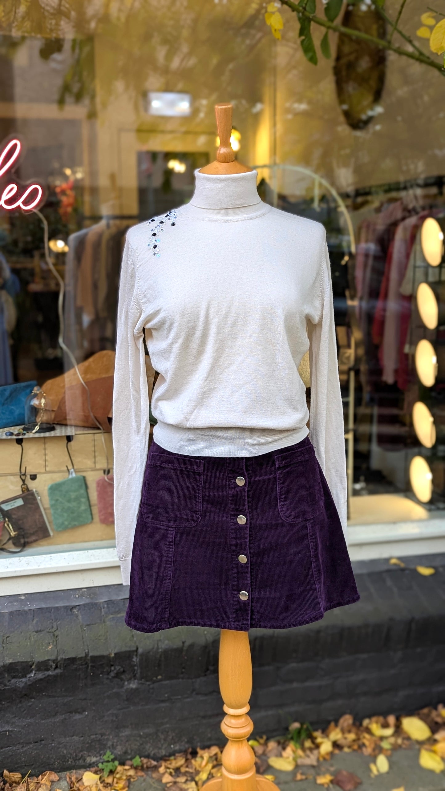 Upycled  John Smedley merino wool sweater with embroidery