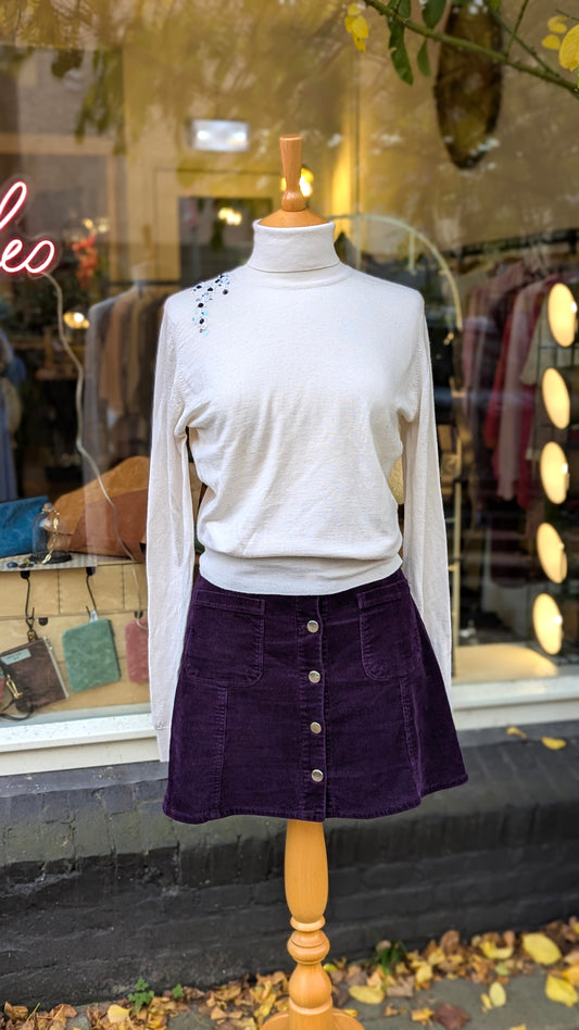 Upycled  John Smedley merino wool sweater with embroidery